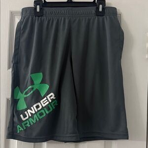 Under Armour Boys Charcoal Shorts with Green Logo